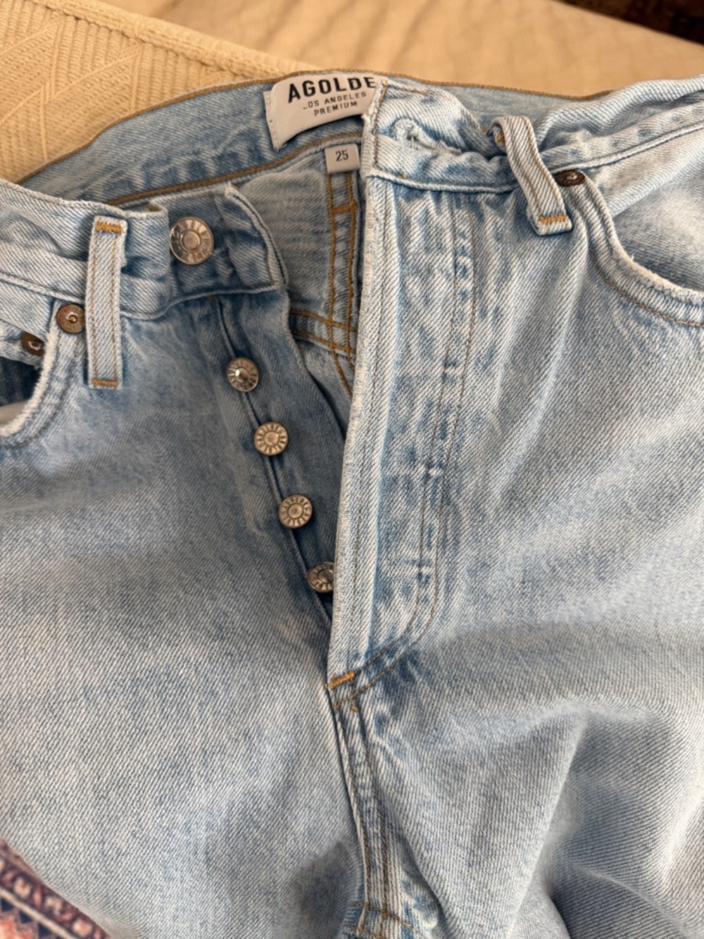 Agolde Light Blue High-Rise Button-Fly Jeans
